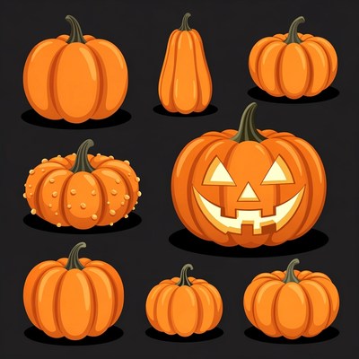 Variety of Halloween Pumpkins Illustration