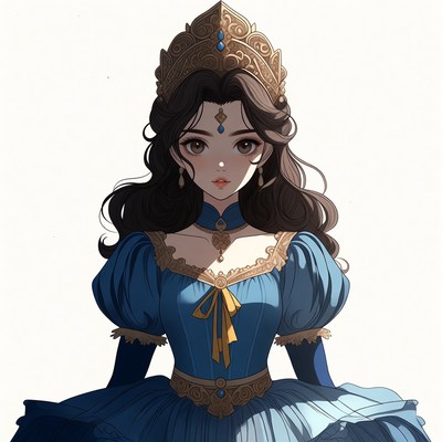 Anime princess in blue gown