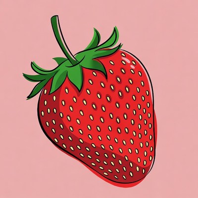 Cartoon strawberry on pink background