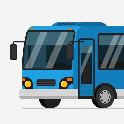 Blue School Bus Illustration