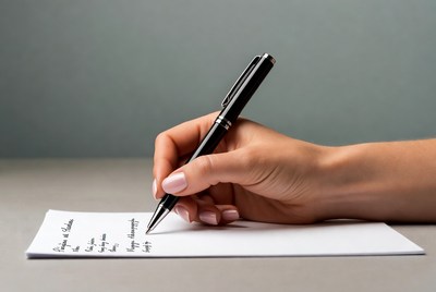 Woman's hand writing on paper