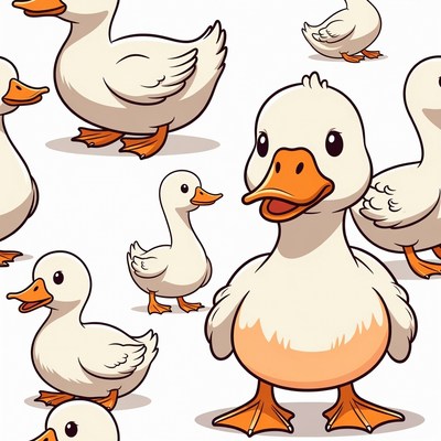 Cute white ducks clipart pattern