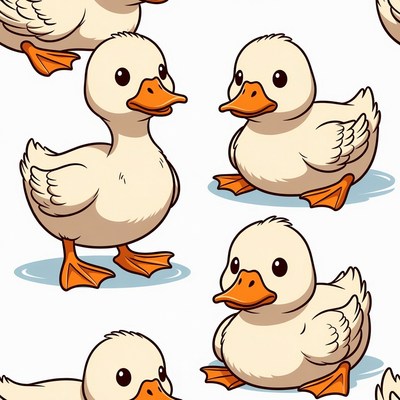 Cute Baby Ducks Seamless Pattern