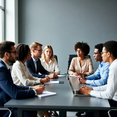 Diverse team in business meeting