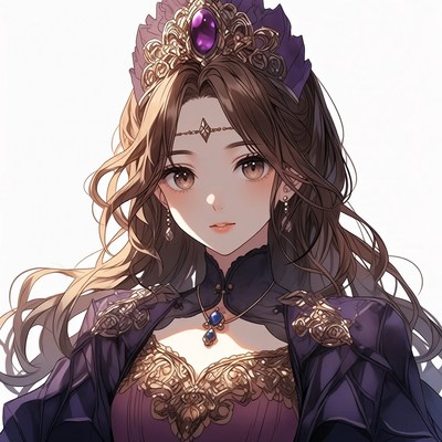 Anime girl with purple crown and dress