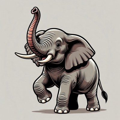 Cartoon elephant raising trunk