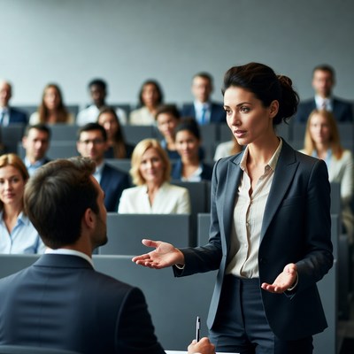 Businesswoman presenting to audience