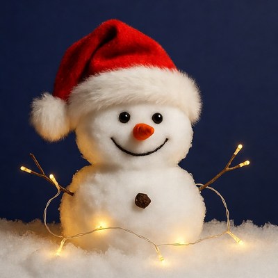 Snowman with Red Santa Hat