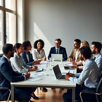 Diverse team in business meeting