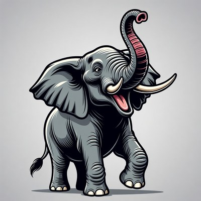 Cartoon elephant trumpeting happily