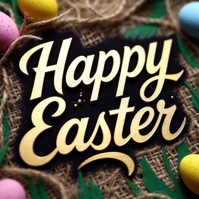 Happy Easter with Colored Eggs