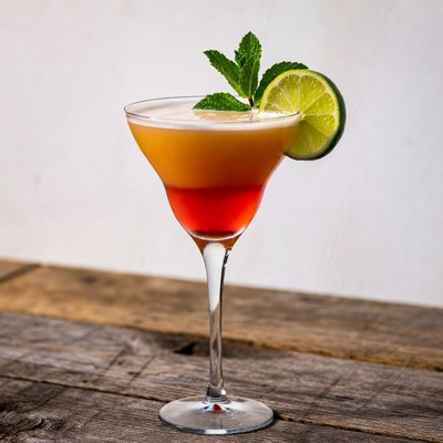 Orange Red Layered Martini with Lime