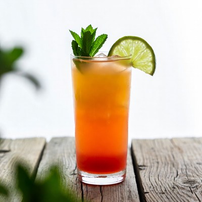 Orange Cocktail with Lime and Mint
