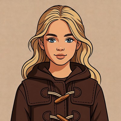 Blonde girl in brown hoodie