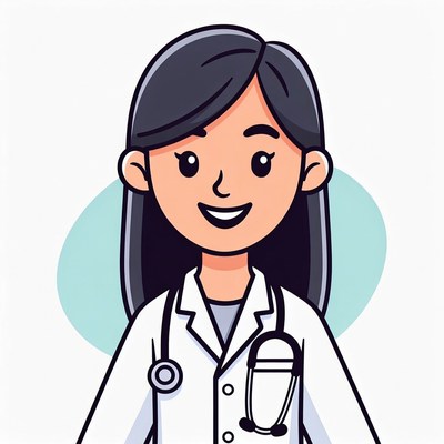 Smiling Asian female doctor illustration