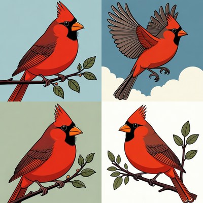 Cardinal Bird Illustrations
