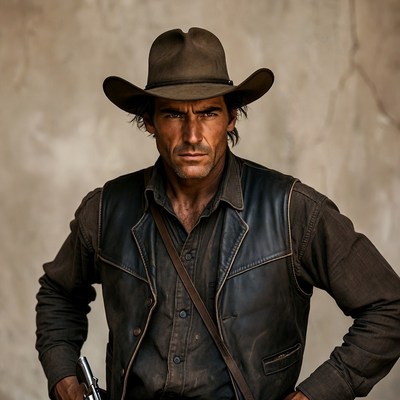 Cowboy man with revolver