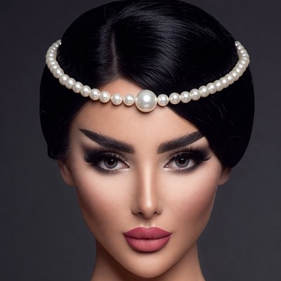 Woman with pearl headband