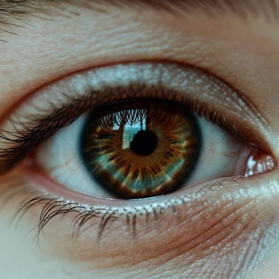 Close-up hazel eye with long lashes