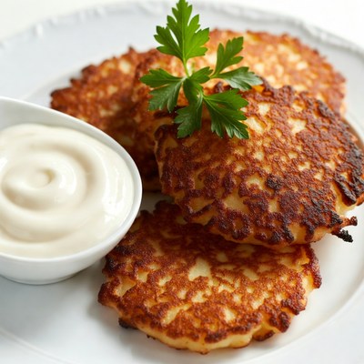 Potato Latkes with Sour Cream