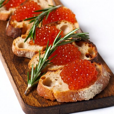 Caviar on Toasted Bread with Rosemary