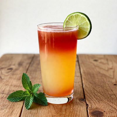 Layered Red Yellow Cocktail with Lime