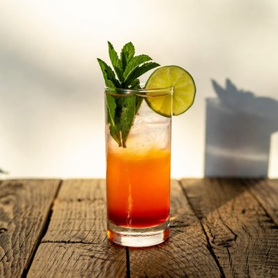 Orange Mint Lime Cocktail Glass