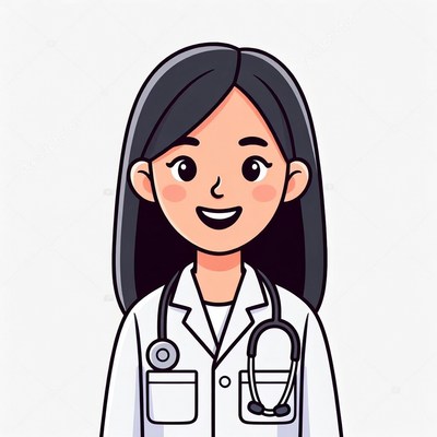 Smiling Asian female doctor illustration