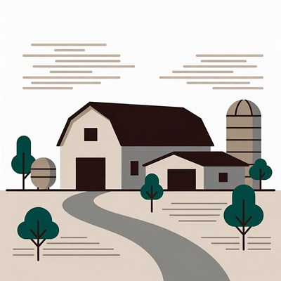 Farm Barn Silo Illustration