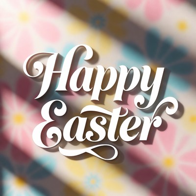 Happy Easter Text with Flowers