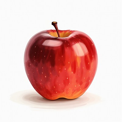 Shiny Red Apple with Stem