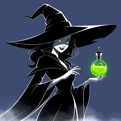 Witch holding glowing green potion