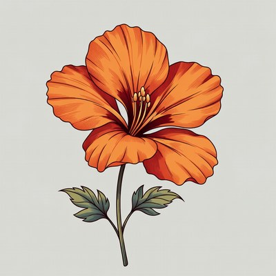 Orange hibiscus flower illustration