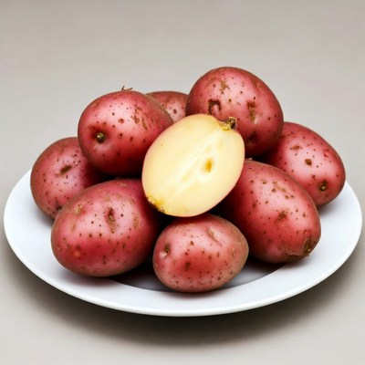 Red Potatoes with One Cut Open