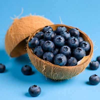 Blueberries in Coconut Shell