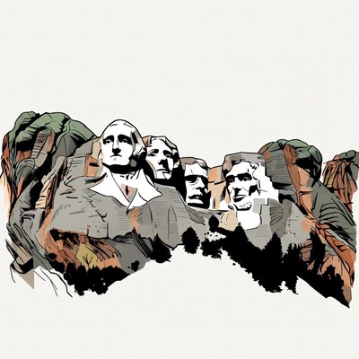 Mount Rushmore Presidents Illustration