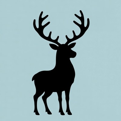 Black silhouette deer with antlers