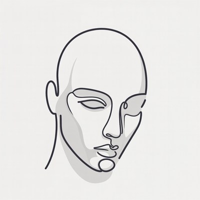 Minimalist line art man portrait