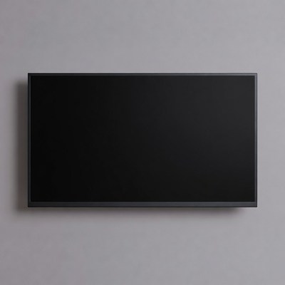 Black TV on Gray Wall