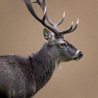 Red deer stag with large antlers
