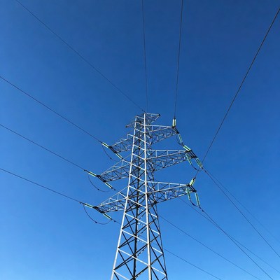 Electricity Pylon Against Blue Sky