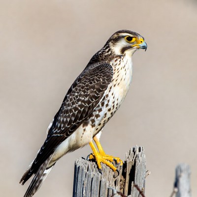 Peregrine Falcon Perched on Post