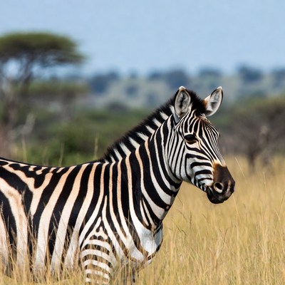 Zebra standing in savanna grass