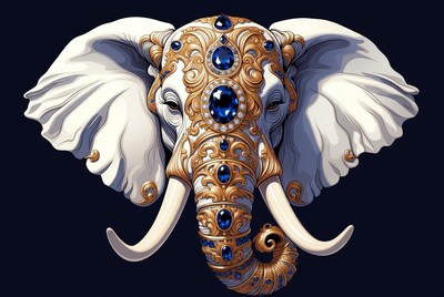 Jeweled White Elephant Illustration