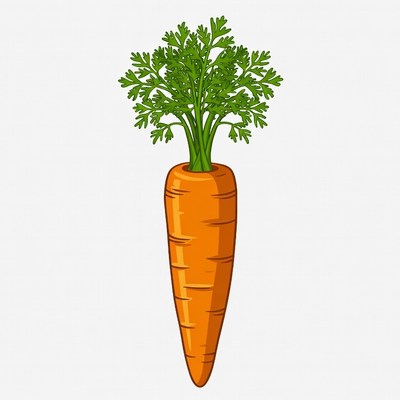 Cartoon carrot with green tops