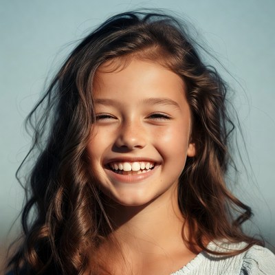 Smiling girl with long brown hair