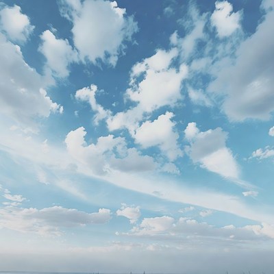 Fluffy Clouds in Blue Sky