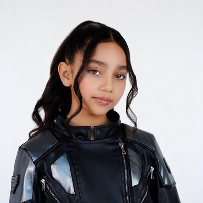 Girl in futuristic leather jacket