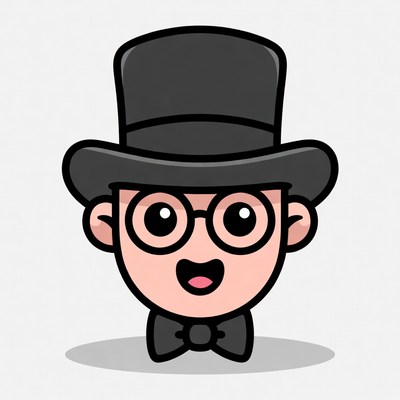 Cartoon man in top hat and bowtie