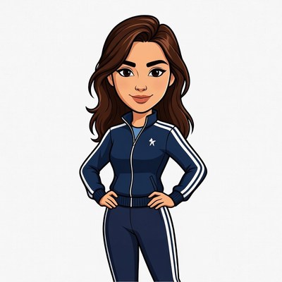 Asian woman in tracksuit illustration